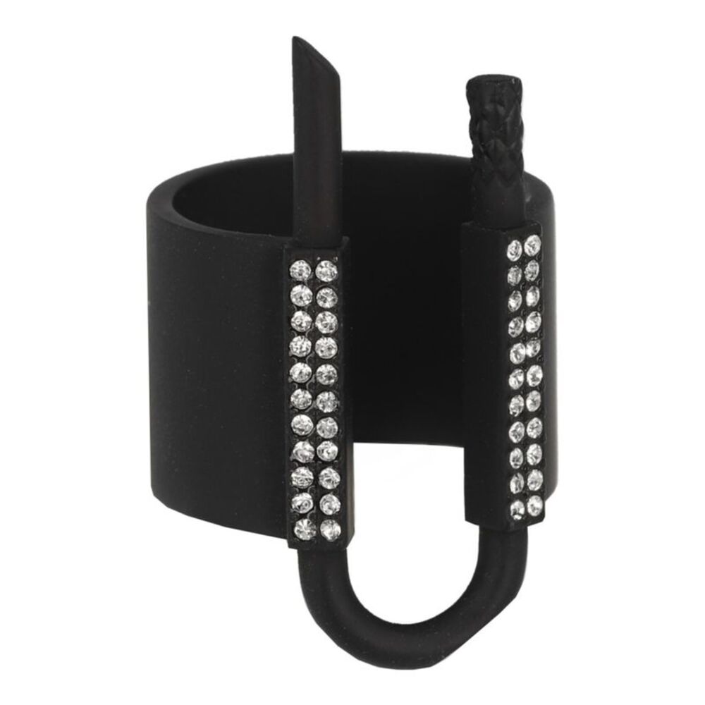 Givenchy U-Lock Crystal Ring Black Womens